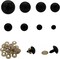 150Pcs Black Plastic Safety Eyes with Washers – 10-30mm for DIY Plush Animals, Teddy Bears, Dolls, and Puppets